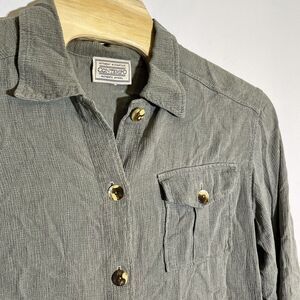 Vintage Contempo Women's 12 Tencil‎ Button Up Collared Long Sleeve Shirt Green